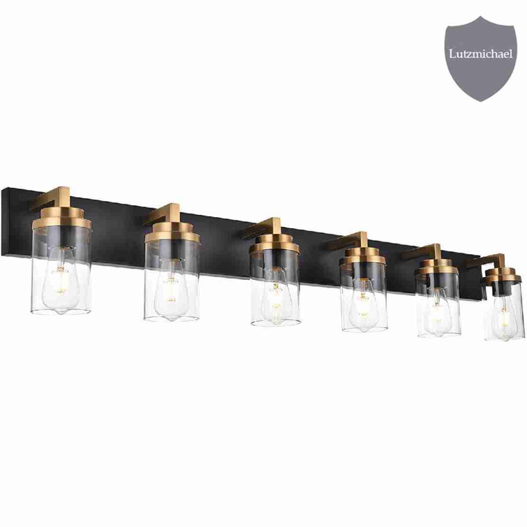 Latitude Run® Bathroom Lighting Fixtures Over Mirror Black Backplate